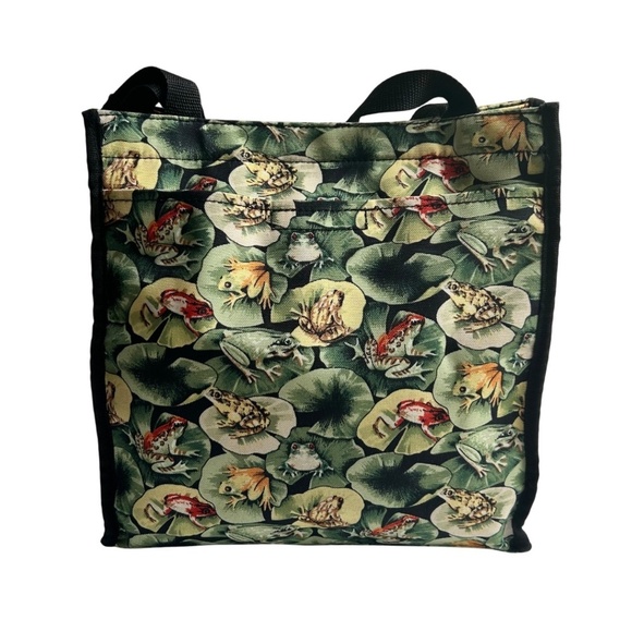 Canvas Shoulder / Tote Bag with Matching Change Purse FROGS! - Picture 13 of 16